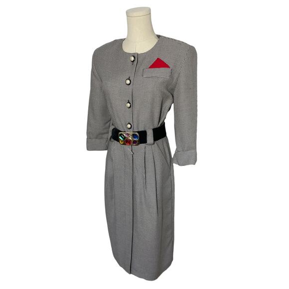 Womens 70's 80's Gingham Vintage Pinup Dress midi | MEDIUM - Picture 3 of 5